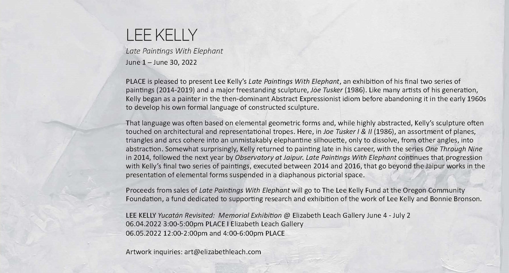 Lee Kelly | Late Paintings With Elephant | Image 1/5